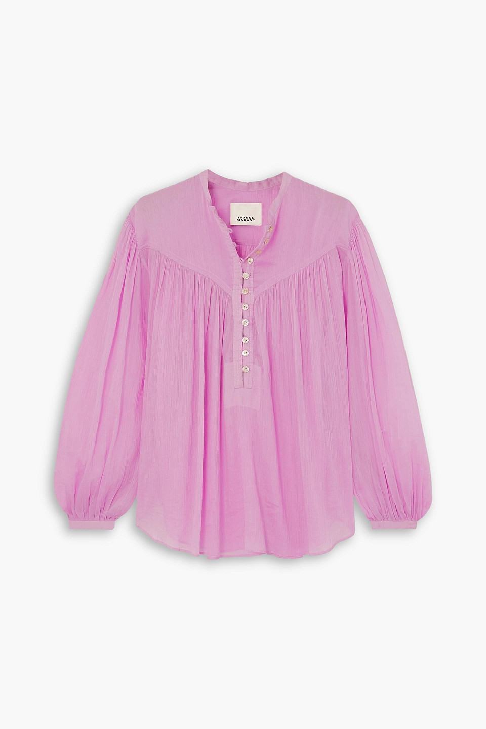 Isabel Marant Kiledia Plissé Cotton And Silk-blend Blouse In Purple