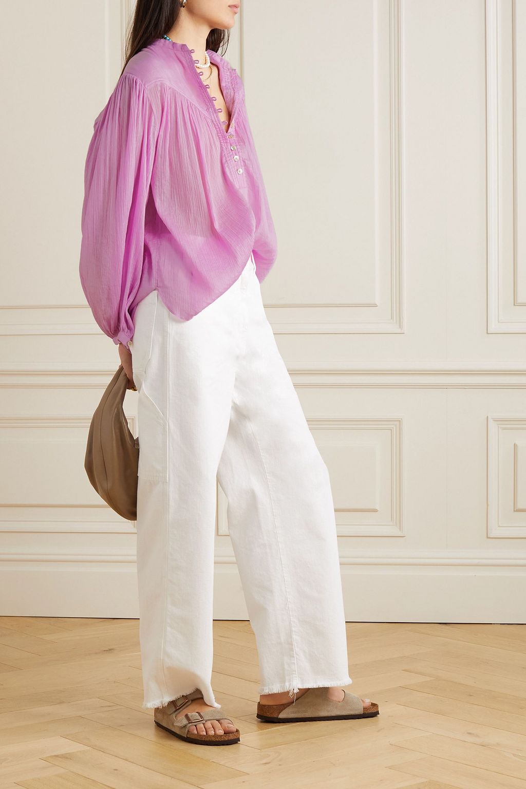 ISABEL MARANT Kiledia plissé cotton and silk-blend blouse