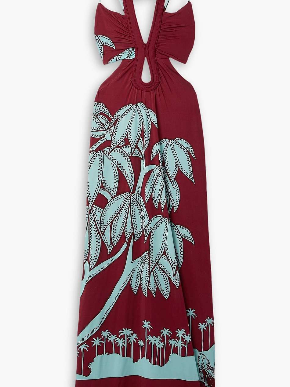 refugios printed cutout stretch-jersey maxi dress