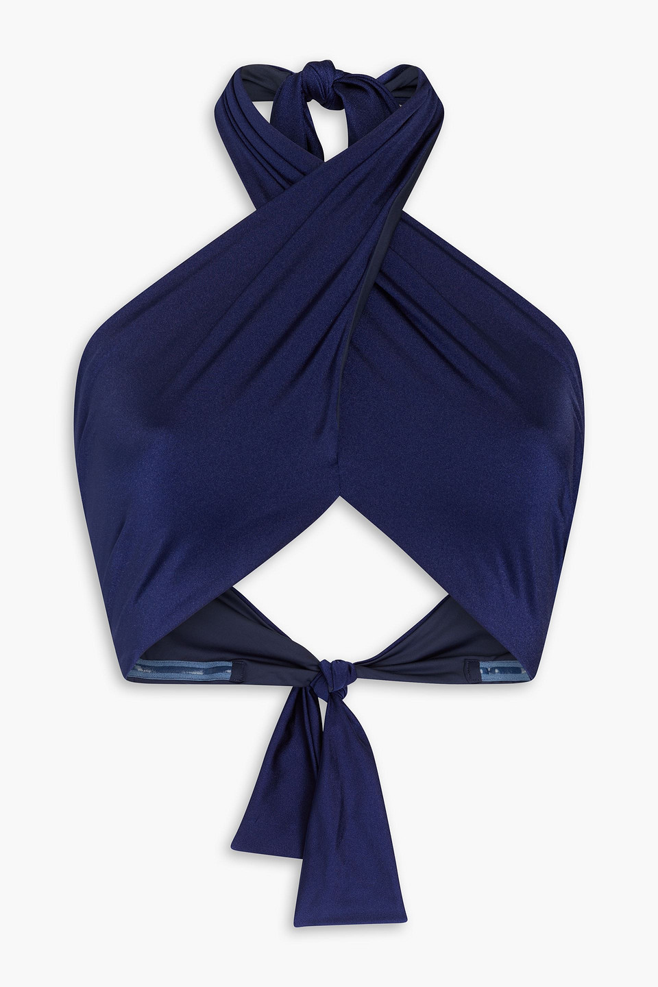 Johanna Ortiz Lugarena Halterneck Bikini Top In Navy
