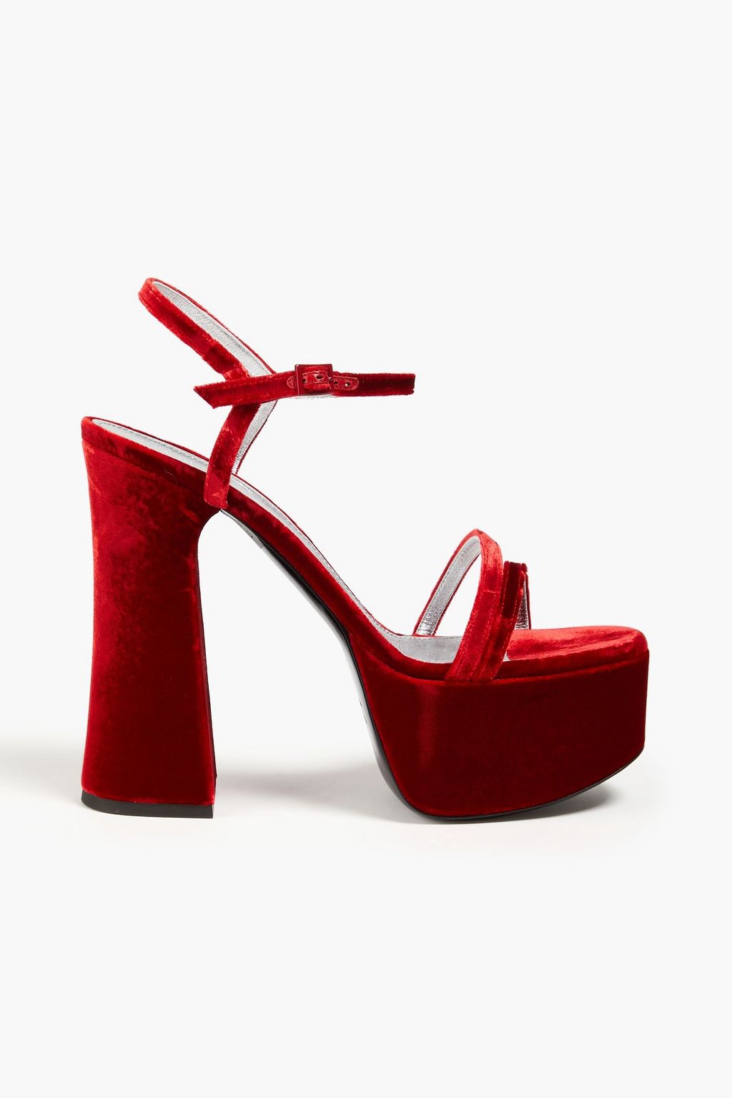 Red velvet platform heels on sale