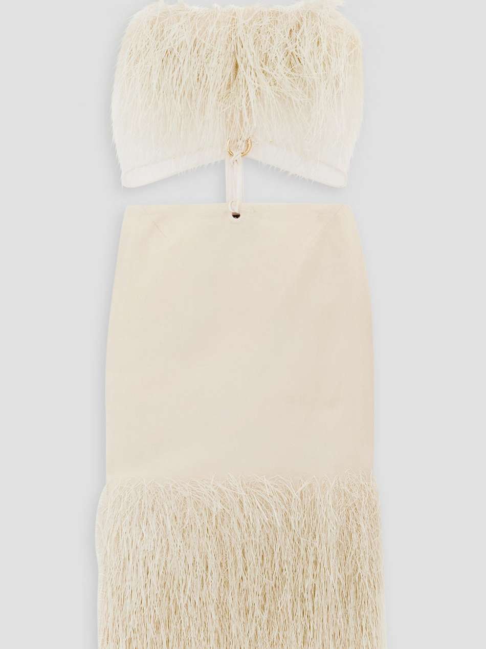cutout raffia-trimmed cotton-blend canvas midi dress