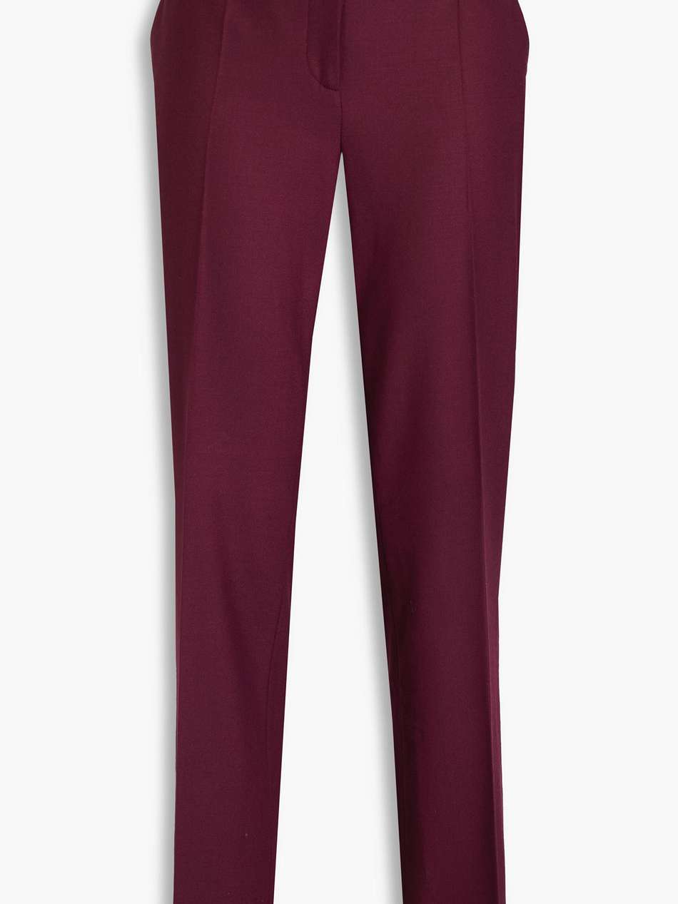 wool-blend twill straight-leg pants