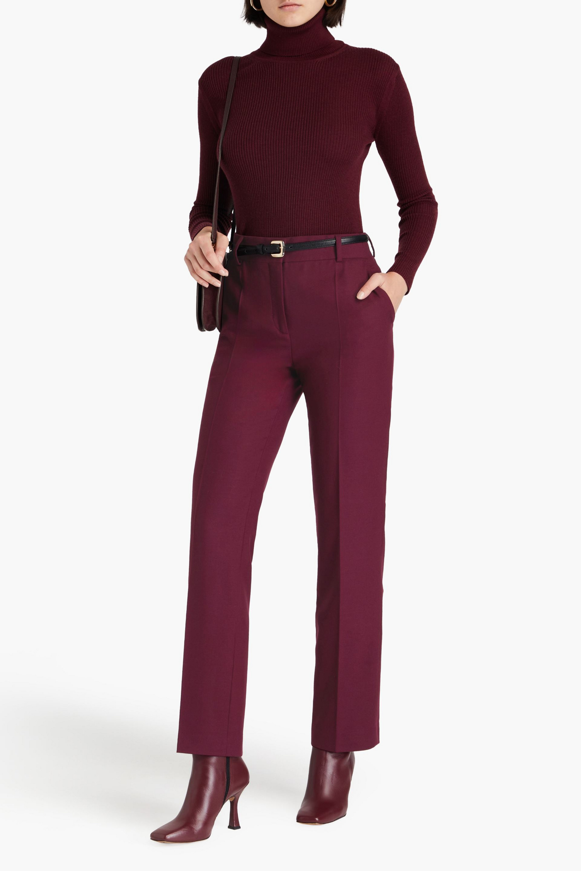 ALBERTA FERRETTI Wool-blend twill straight-leg pants
