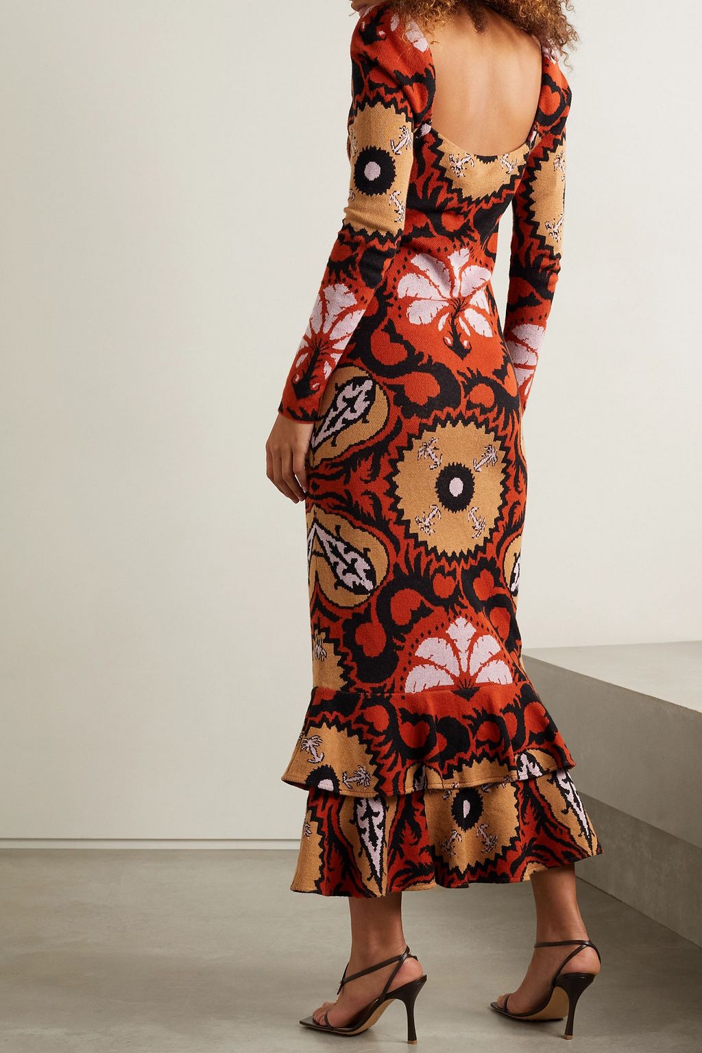 JOHANNA ORTIZ Artful Dream ruffled Pima cotton-jacquard midi dress