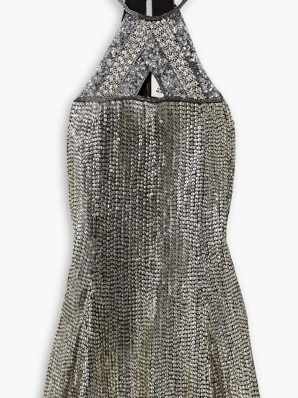 maelia cutout embellished crepe mini dress