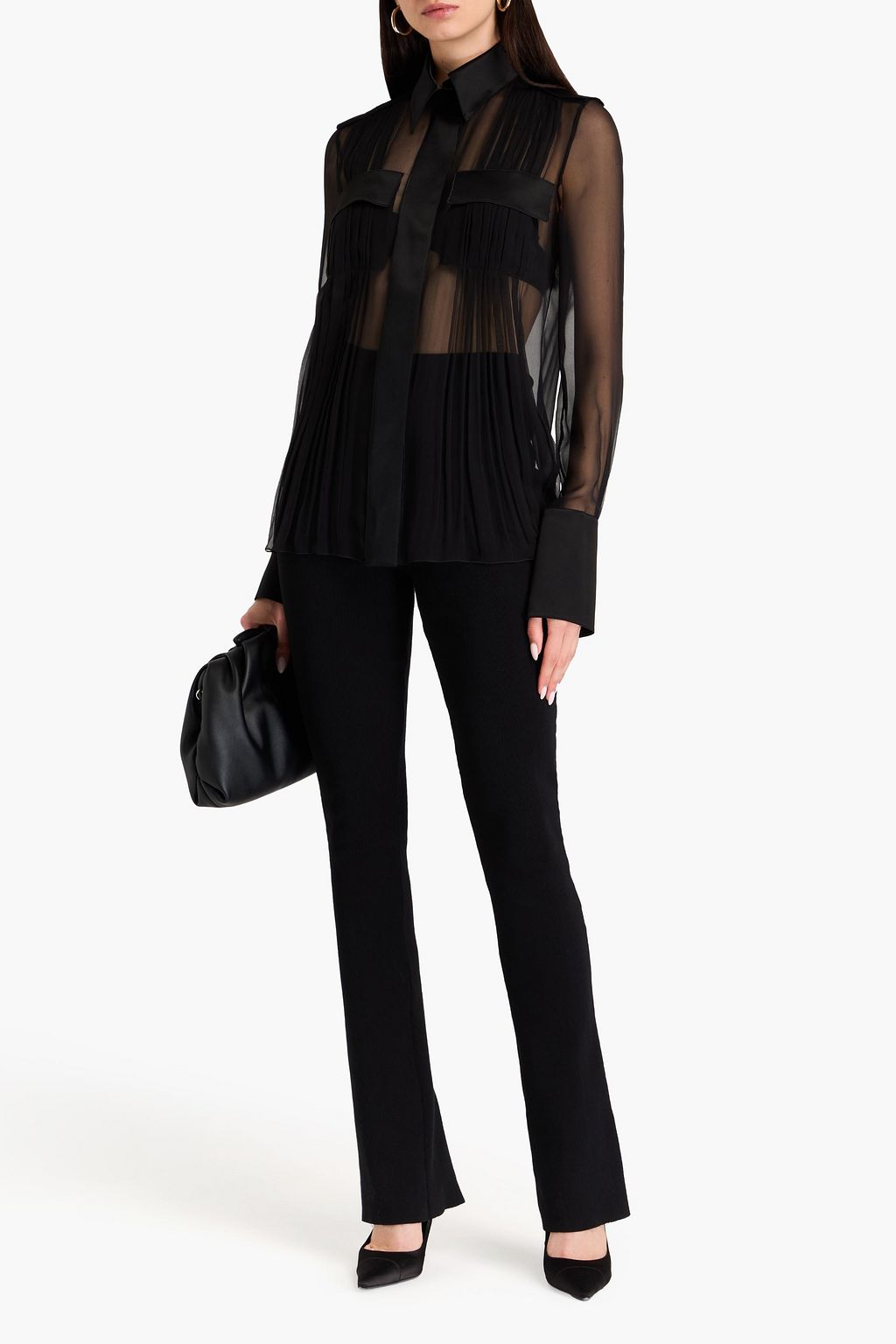 ALBERTA FERRETTI Pleated silk-voile shirt
