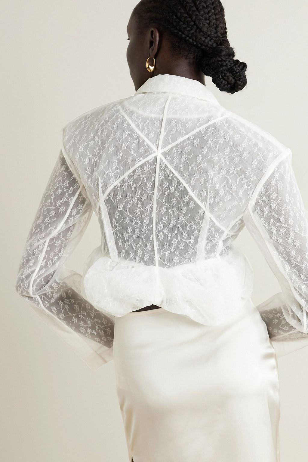 JACQUEMUS بلوزة Dentelle قصيرة من الدانتيل