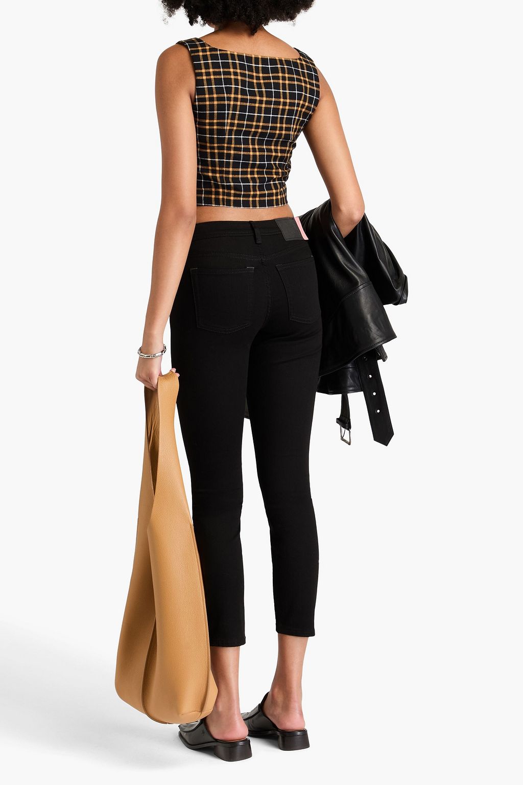 ACNE STUDIOS BLÅ KONST جينز قصير بأرجل ضيقة وبخصر متوسط الارتفاع