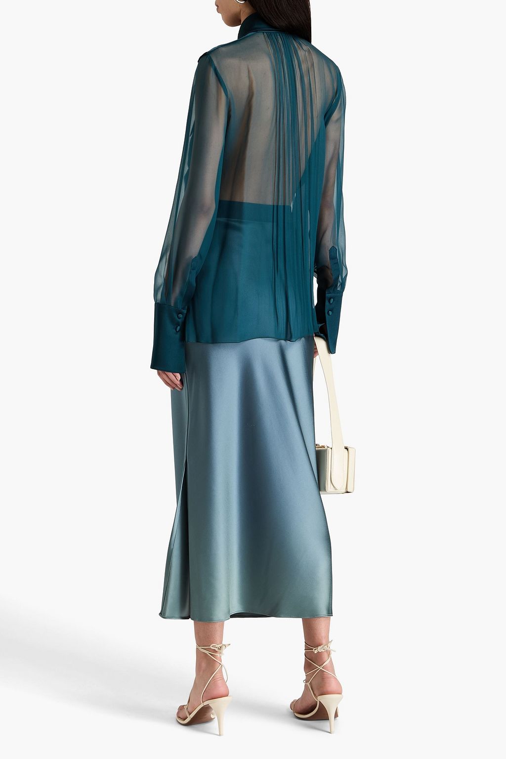 ALBERTA FERRETTI Plissiertes Hemd aus Seiden-Voile