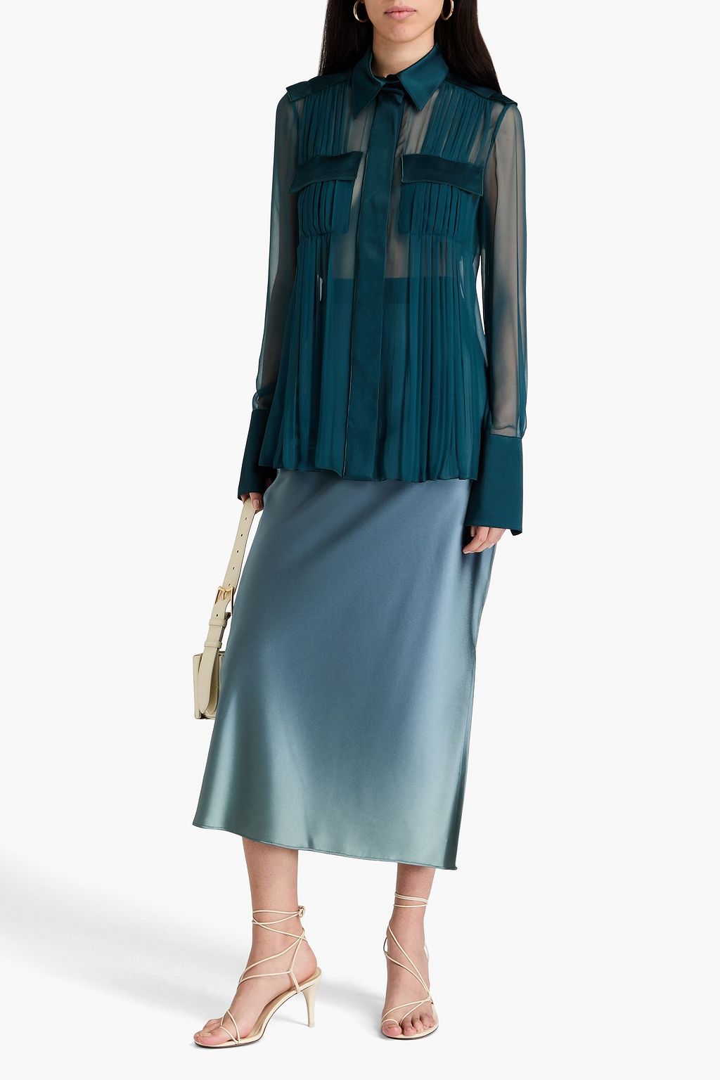 ALBERTA FERRETTI Plissiertes Hemd aus Seiden-Voile