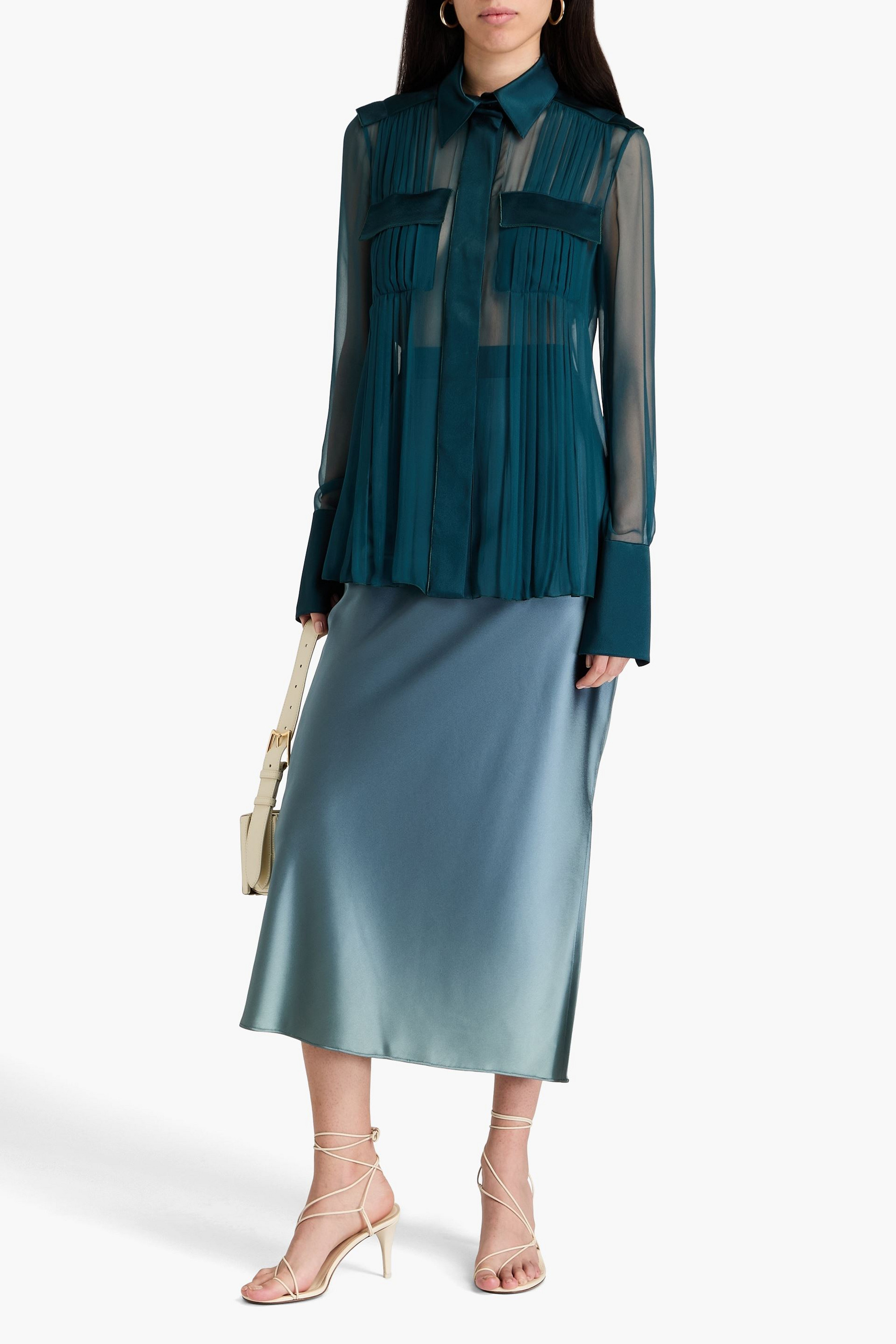 ALBERTA FERRETTI Pleated silk-voile shirt
