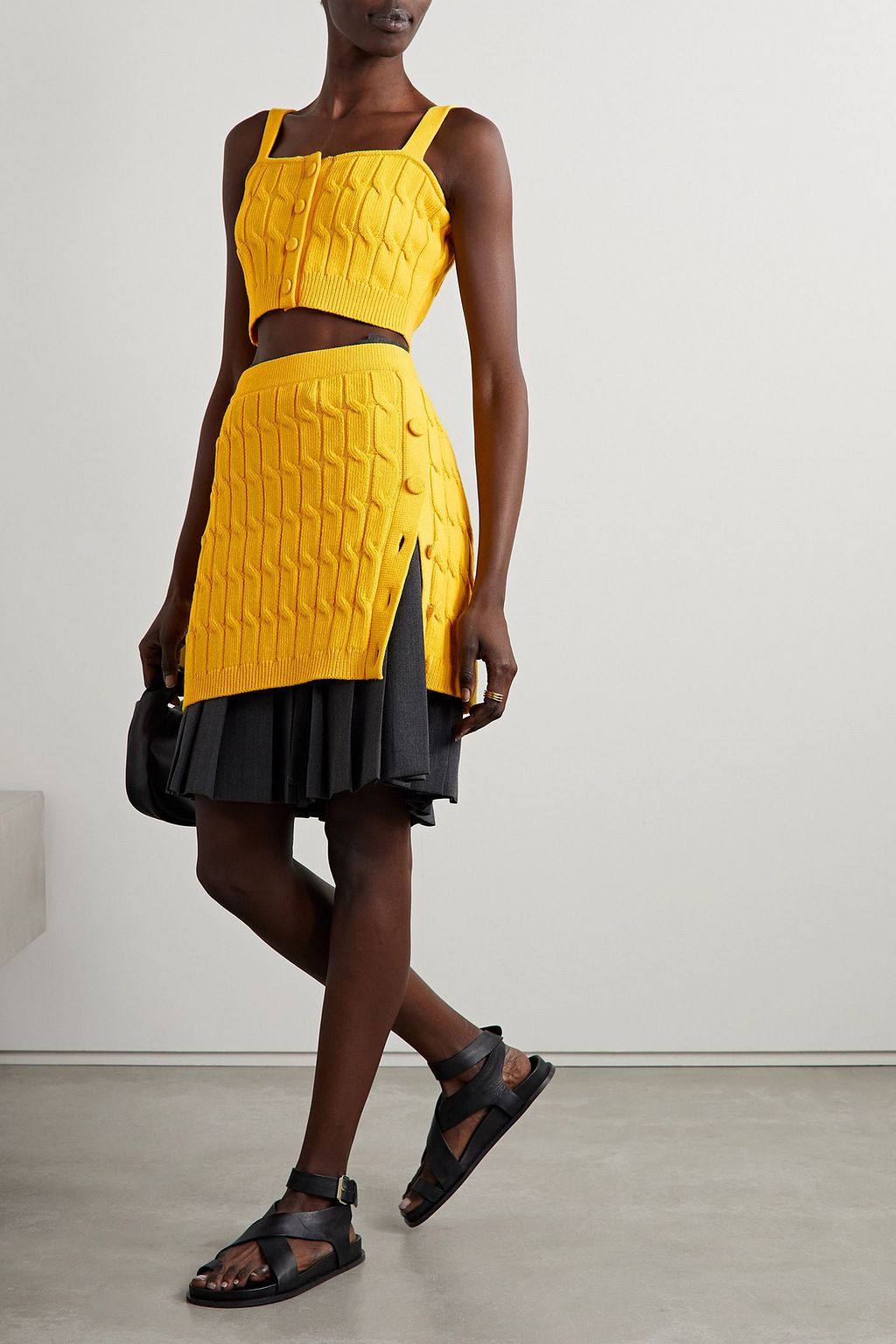 ALTUZARRA Gazali cropped cable-knit cotton-blend top
