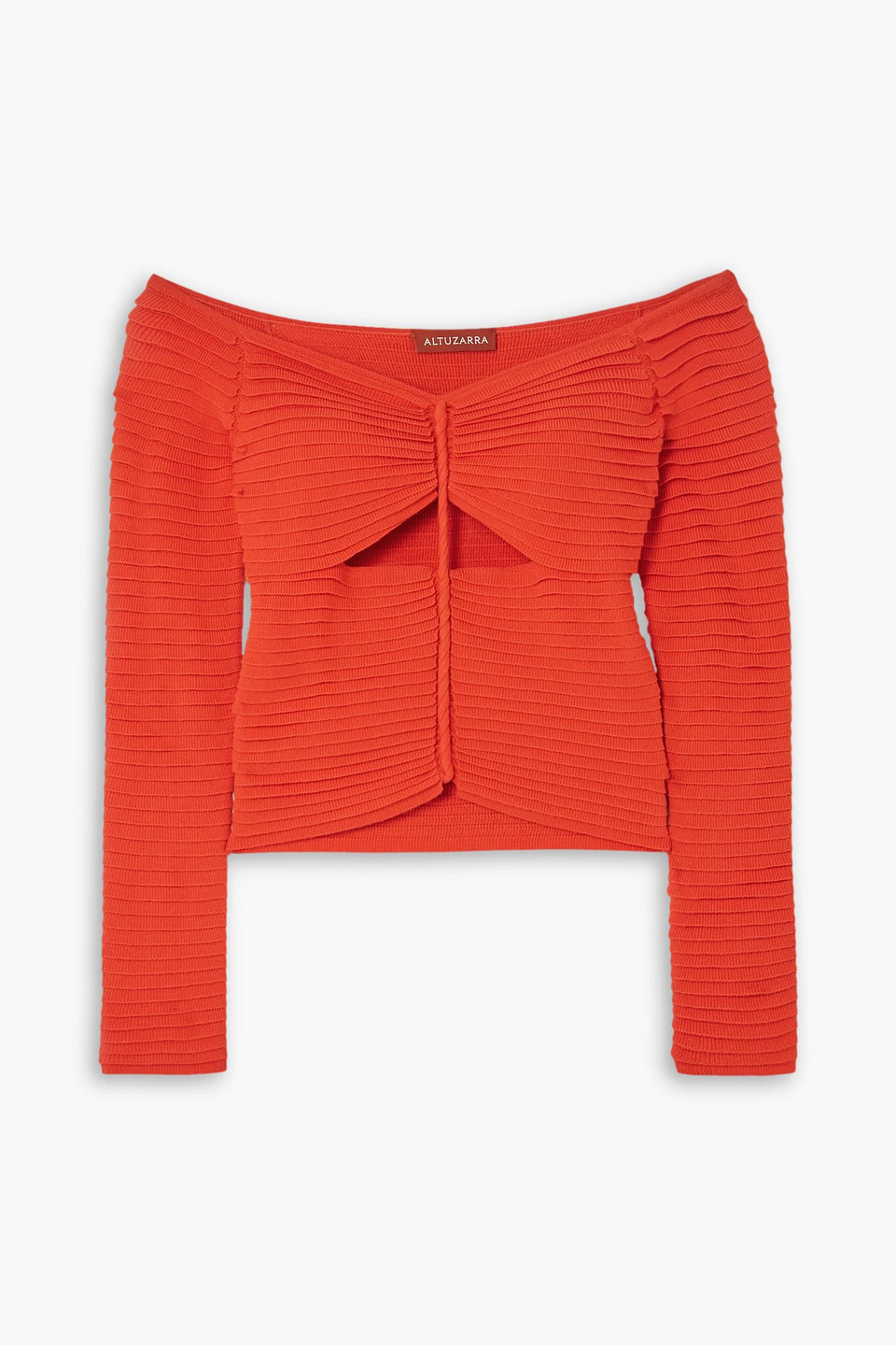 Altuzarra Adan Off-the-shoulder Cutout Knitted Top In Tomato Red