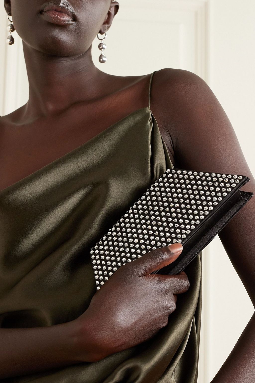 AMINA MUADDI Superamini Yigit crystal-embellished satin clutch