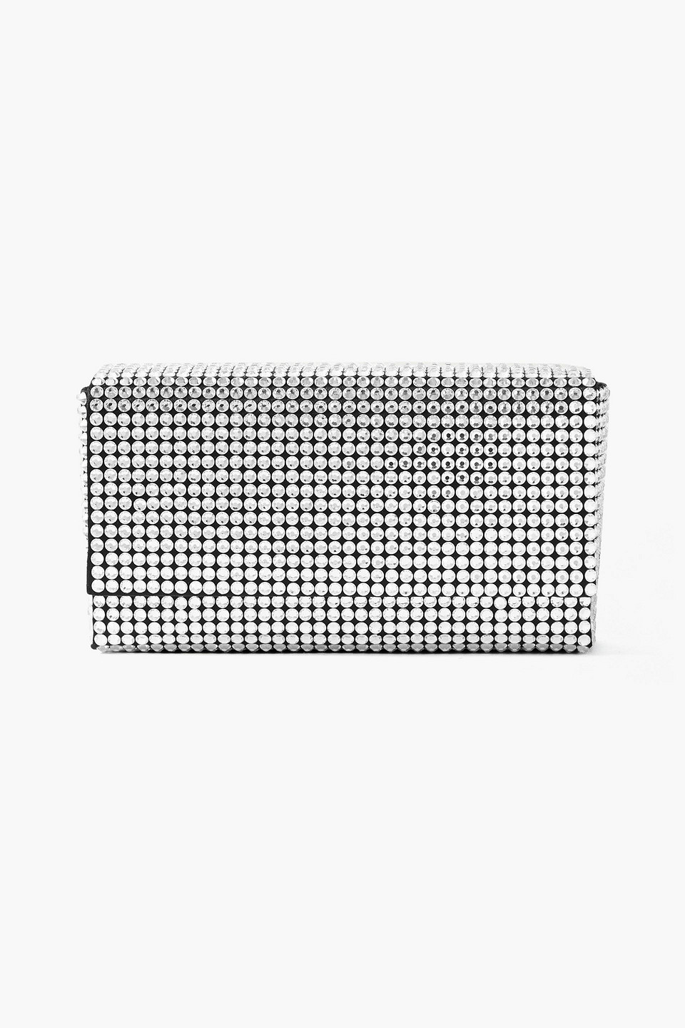 Amina Muaddi Superamini Paloma Crystal-embellished Satin Clutch In Black