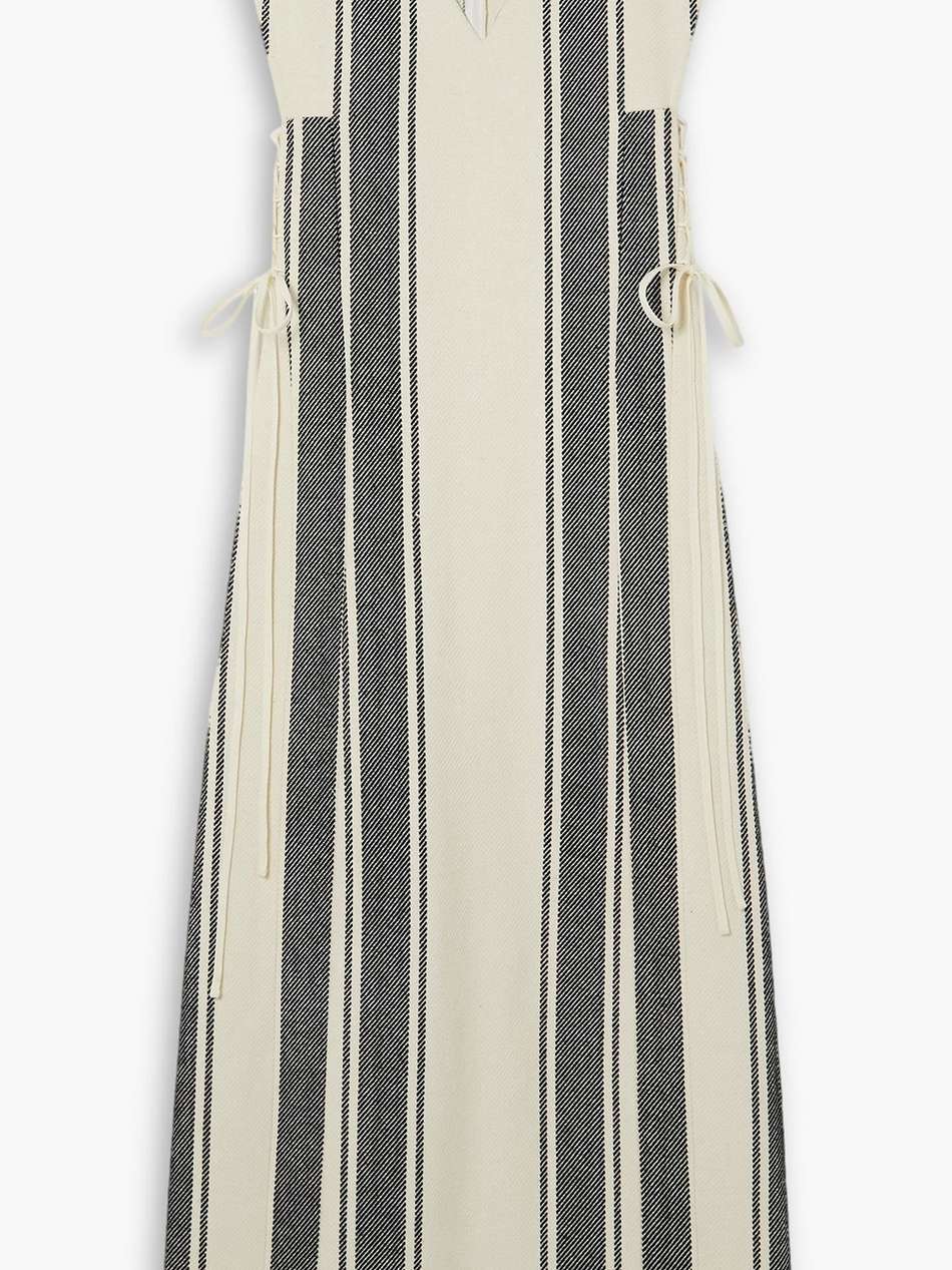 lea striped cotton-jacquard midi dress