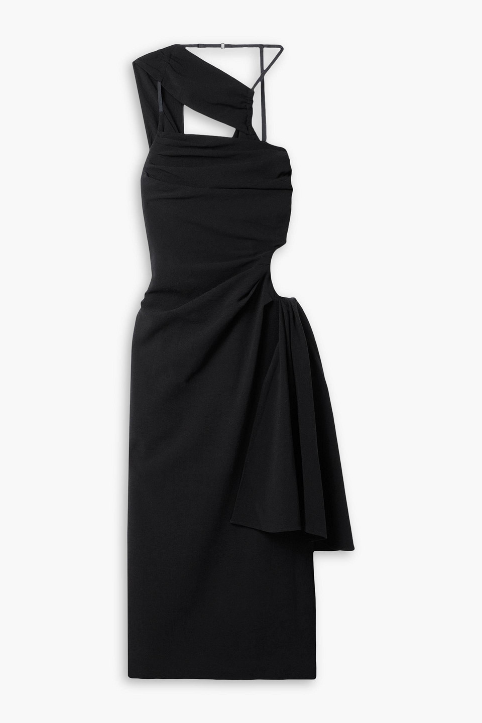 Abanada cutout draped wool-blend crepe midi dress
