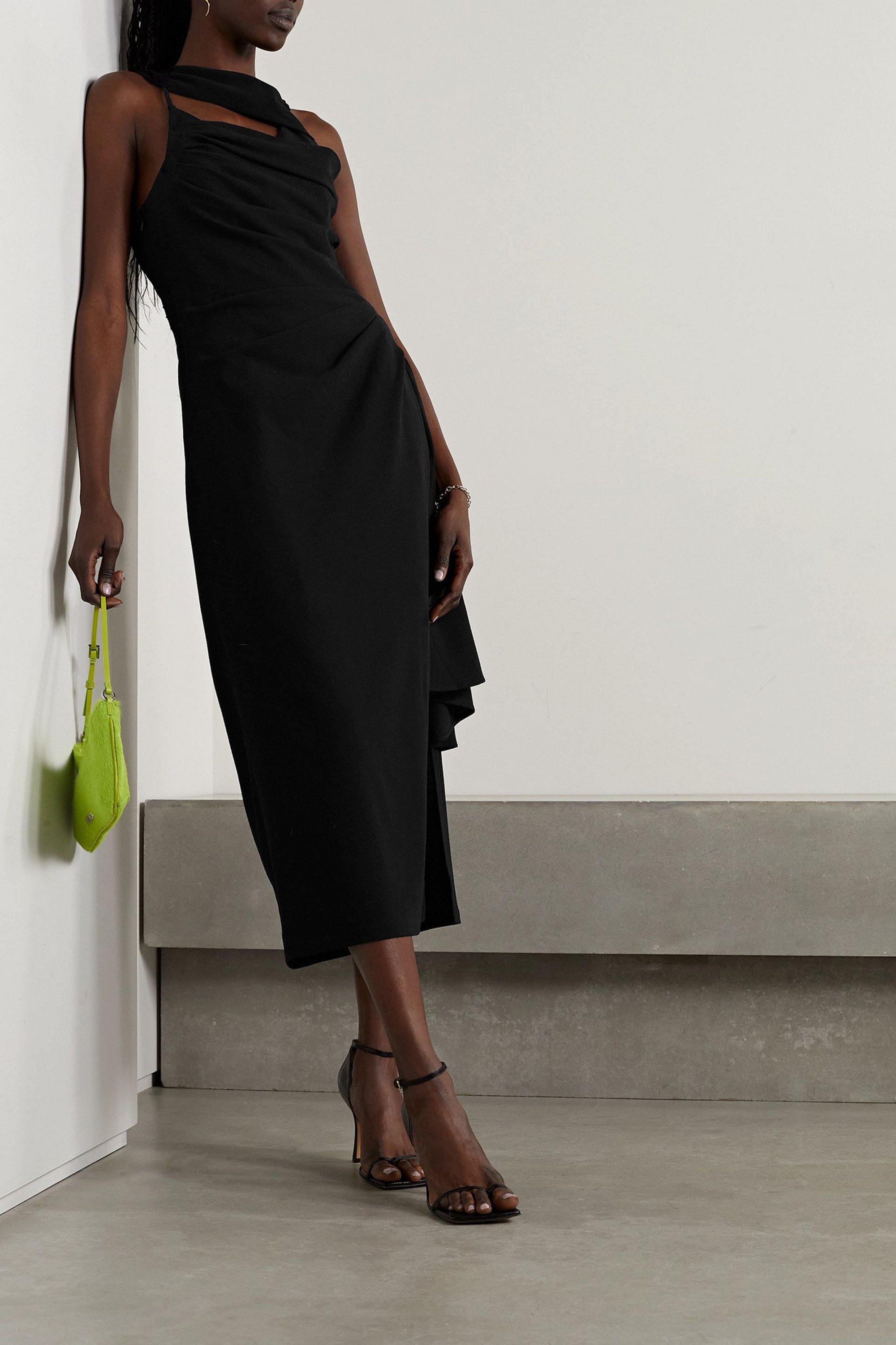 Jacquemus Abanada cutout draped wool-blend crepe midi dress