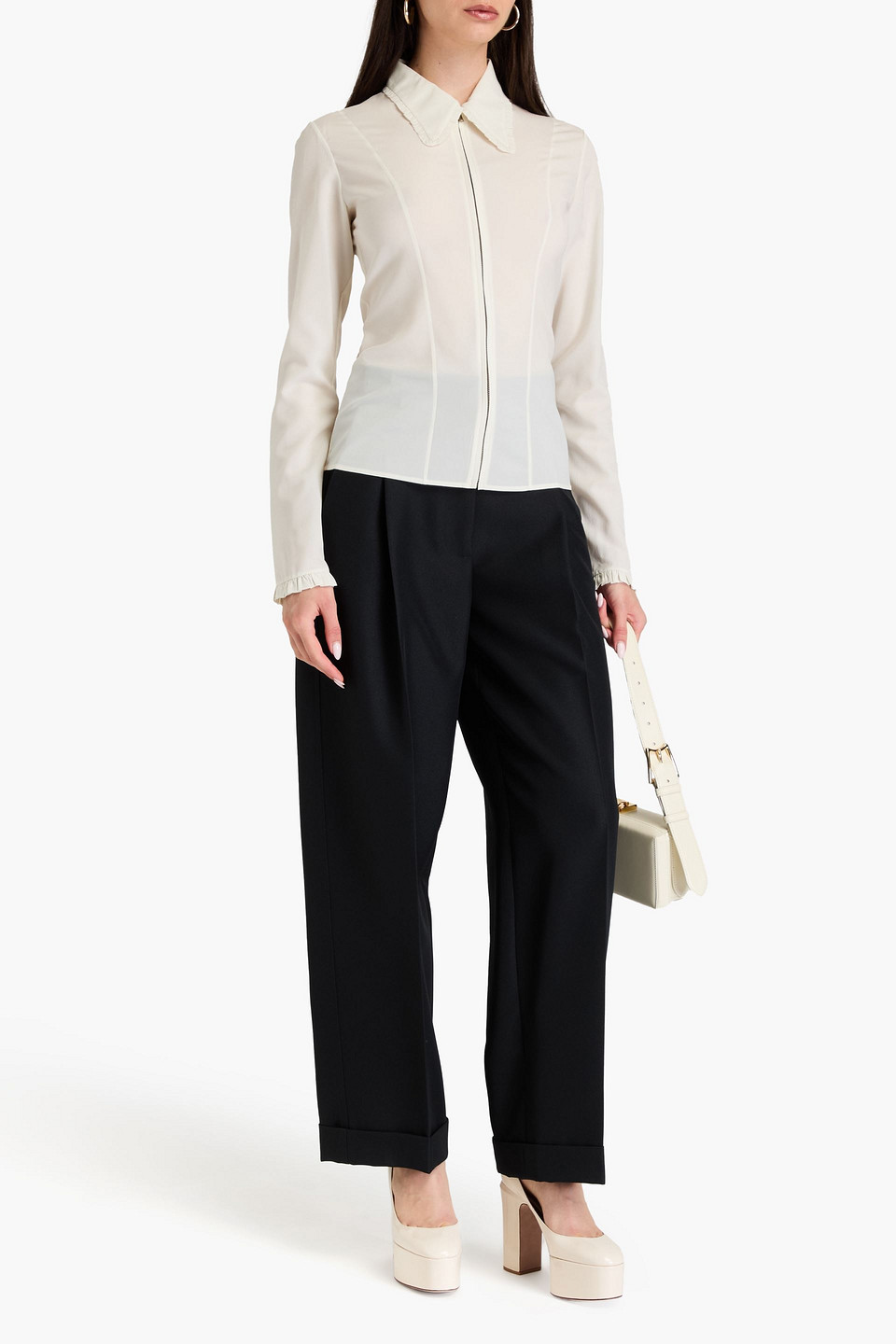 Shop Philosophy Di Lorenzo Serafini Georgette Shirt In Ivory