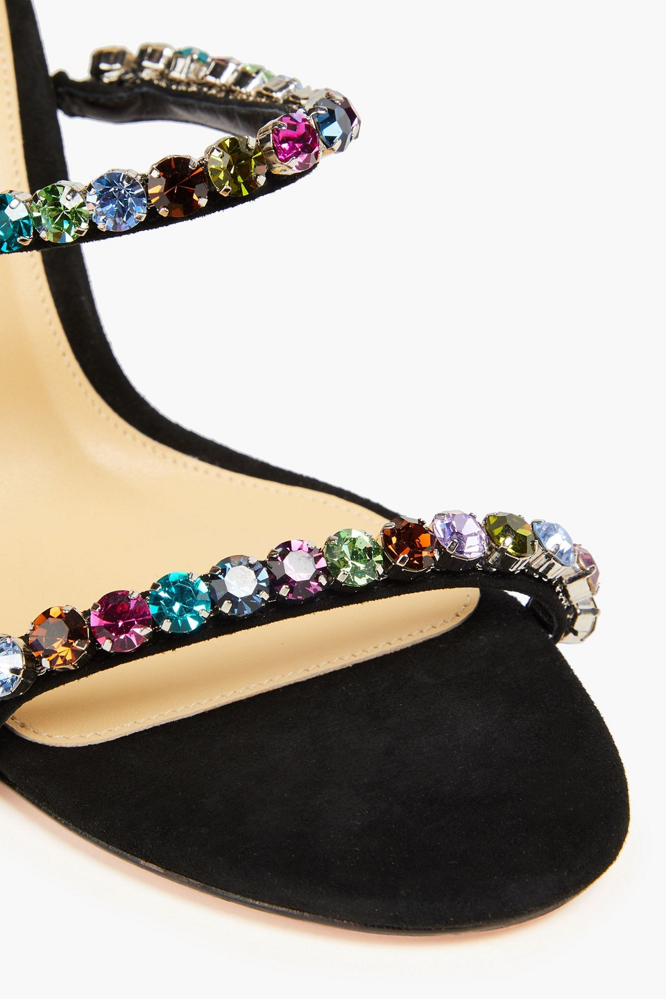 Alexandre Birman Alexa 90 Crystal-embellished Suede Sandals In Black