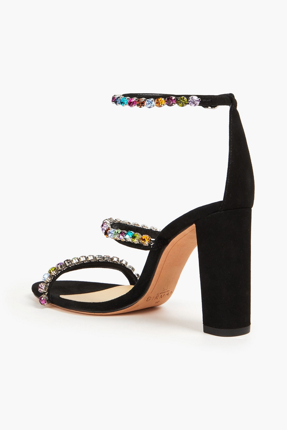 Alexandre Birman Alexa 90 Crystal-embellished Suede Sandals In Black