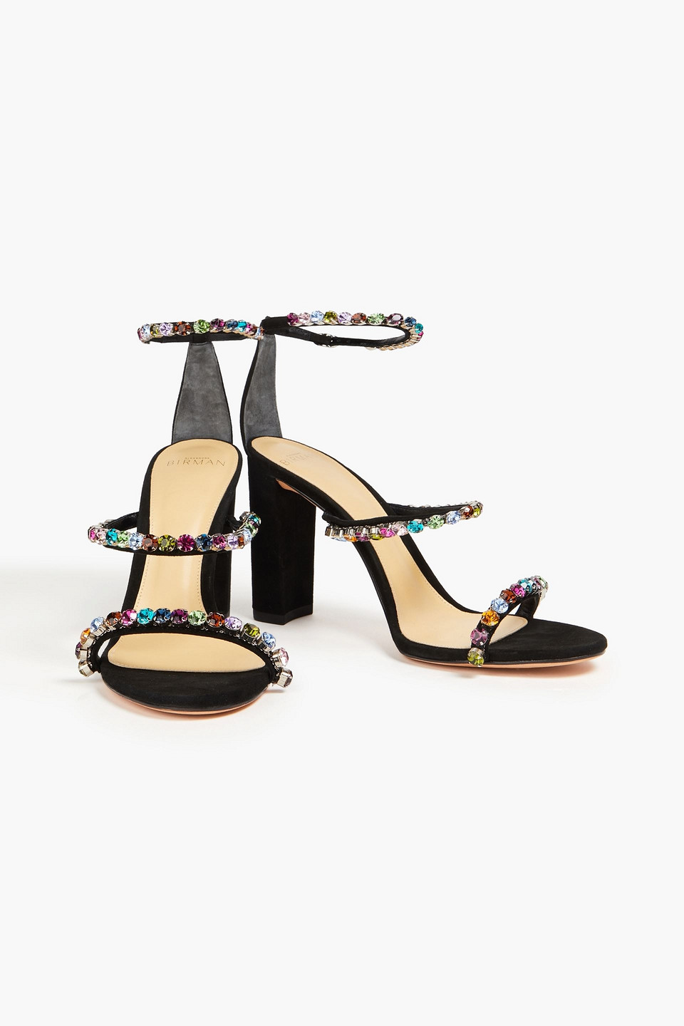 Alexandre Birman Alexa 90 Crystal-embellished Suede Sandals In Black