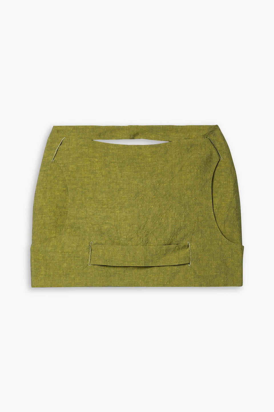 Gauge81 Valka Cutout Linen And Cotton-blend Canvas Mini Skirt In Army Green