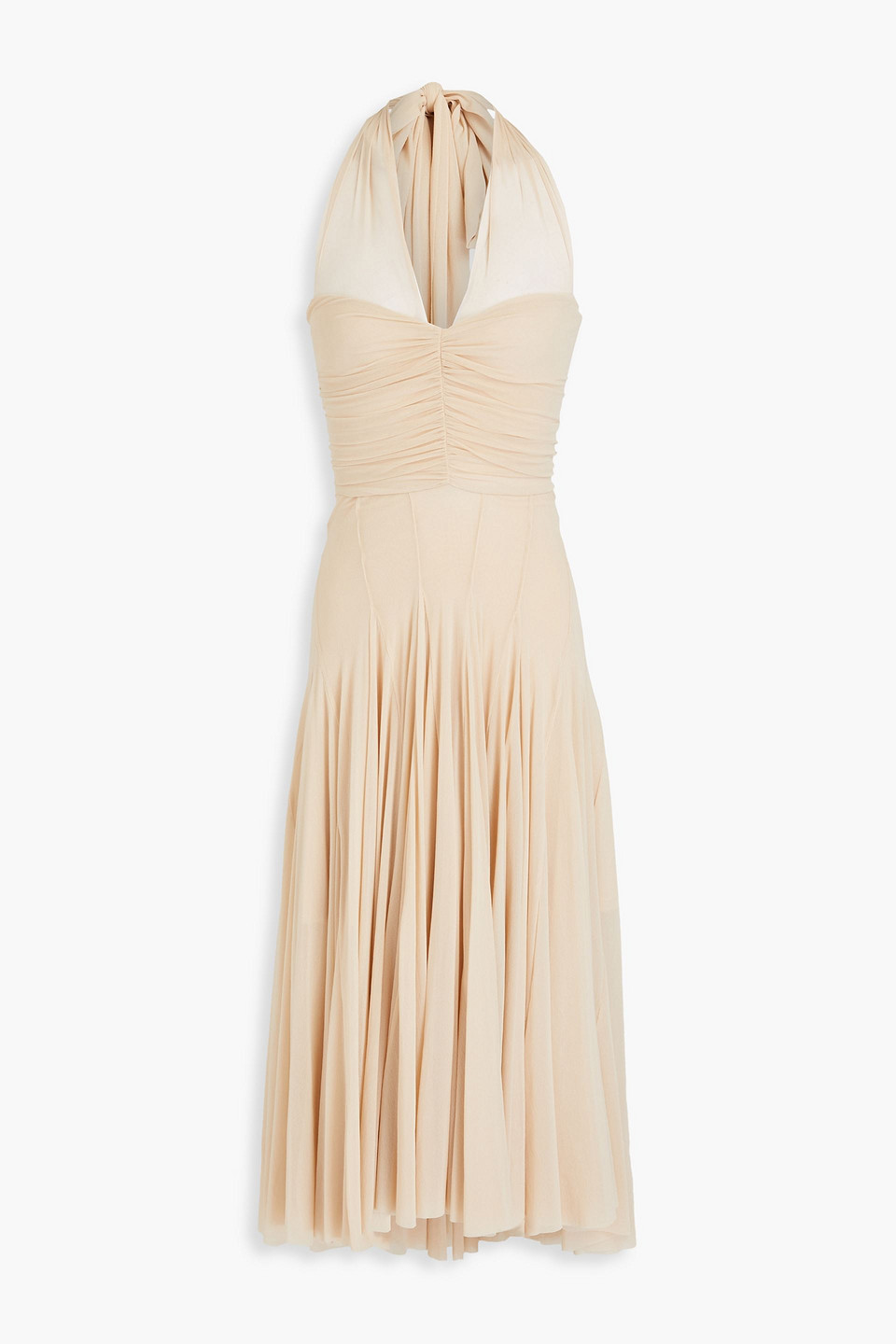 Philosophy Di Lorenzo Serafini Ruched Tulle Halterneck Midi Dress In Neutral