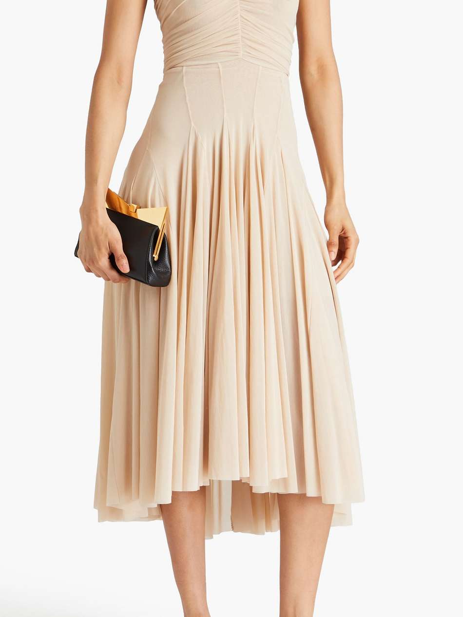 ruched tulle halterneck midi dress