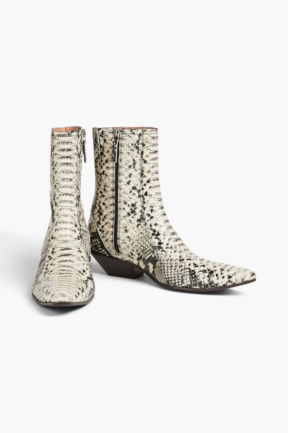  Acne Studios - Snake-effect Leather Ankle Boots - Animal Print - Eu 36 