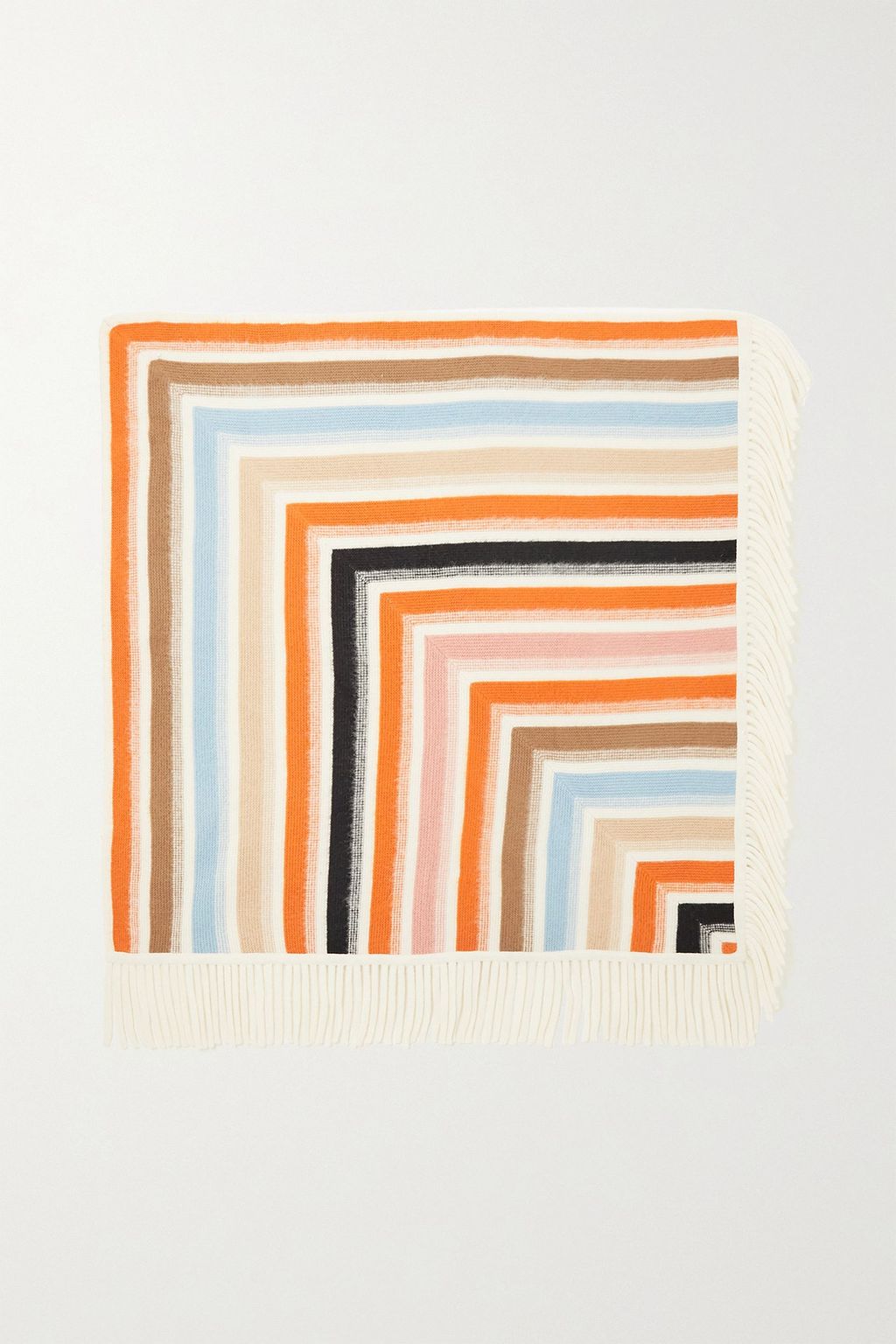 ETRO Fringed striped wool scarf