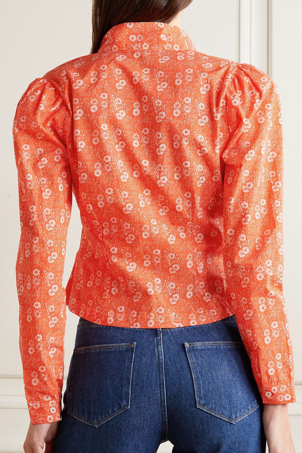 BATSHEVA X LAURA ASHLEY + Laura Ashley Thistle gathered floral-print cotton-poplin blouse