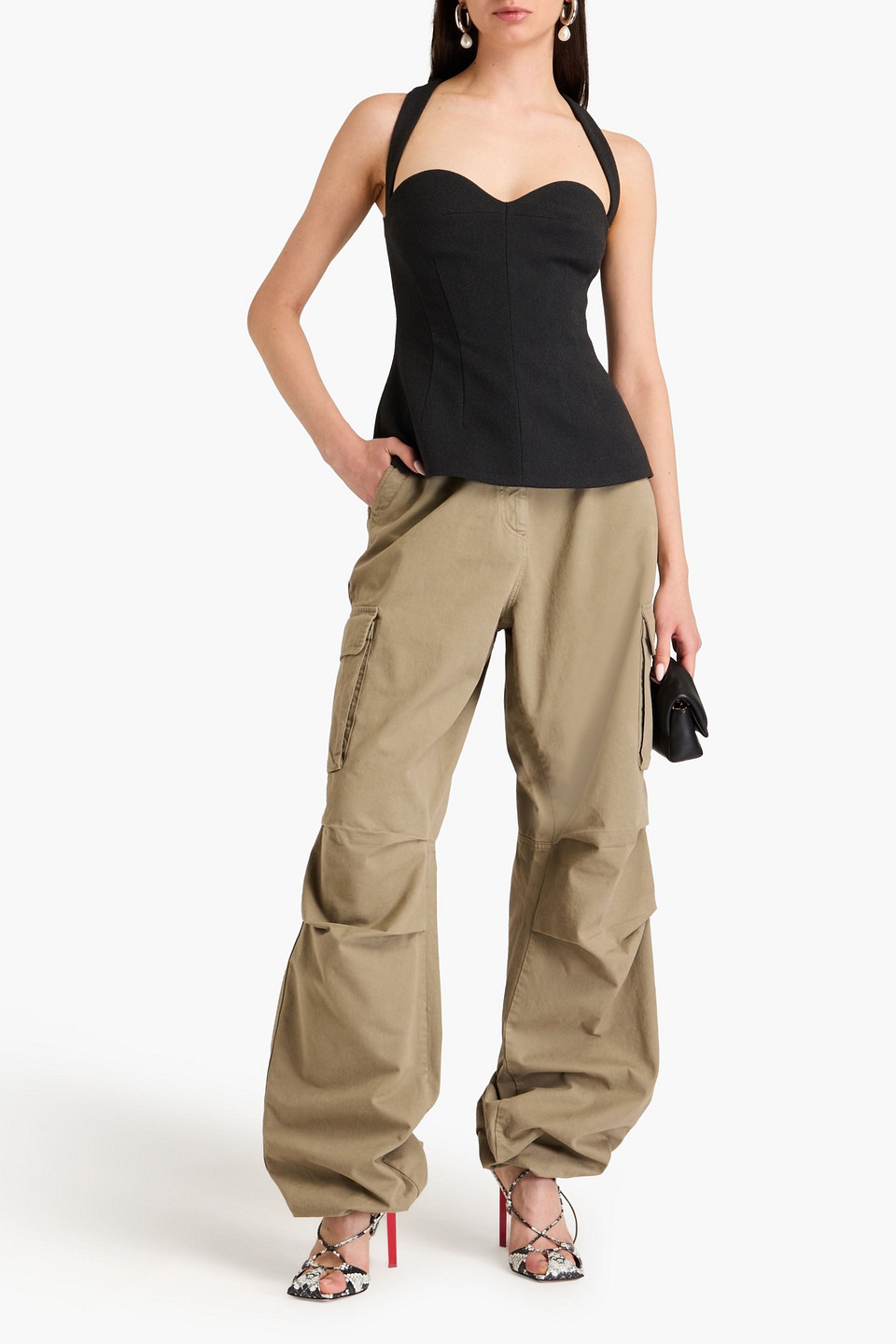 PHILOSOPHY DI LORENZO SERAFINI TWILL PEPLUM TOP