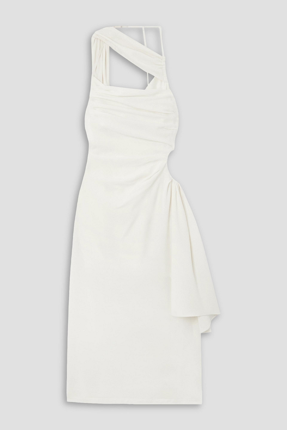 Jacquemus Abanada Cutout Draped Wool-blend Crepe Midi Dress In Ivory