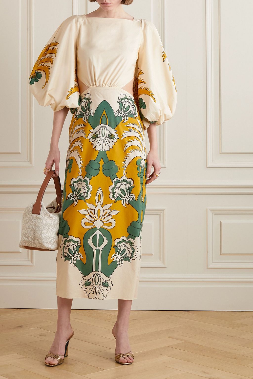 JOHANNA ORTIZ The Lotus Midikleid aus Baumwollpopeline mit Print
