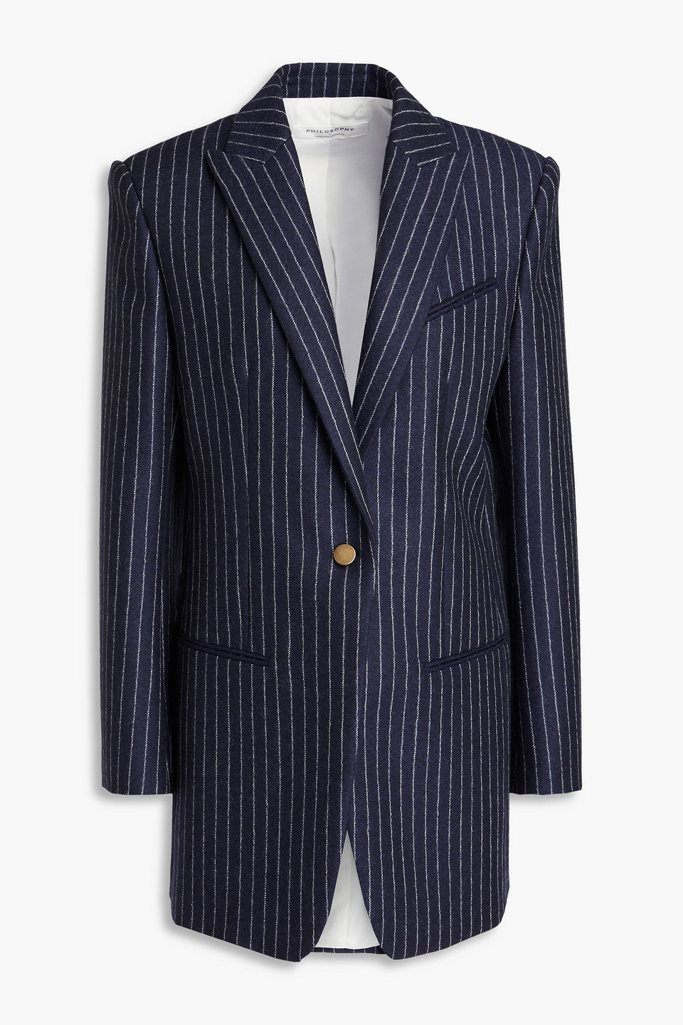 Philosophy Di Lorenzo Serafini Pinstriped Brushed Wool-twill Blazer In Navy