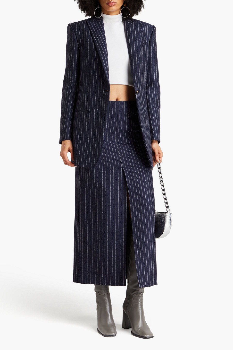 PHILOSOPHY DI LORENZO SERAFINI PINSTRIPED BRUSHED WOOL-TWILL BLAZER