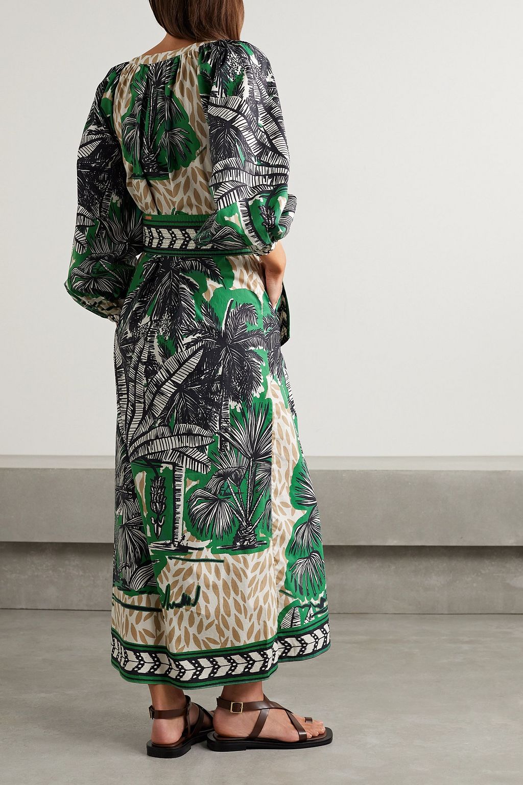 JOHANNA ORTIZ Quiet Solitude belted floral-print cotton midi dress