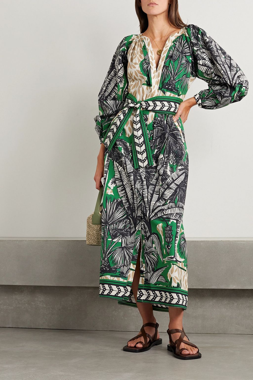 JOHANNA ORTIZ Quiet Solitude belted floral-print cotton midi dress