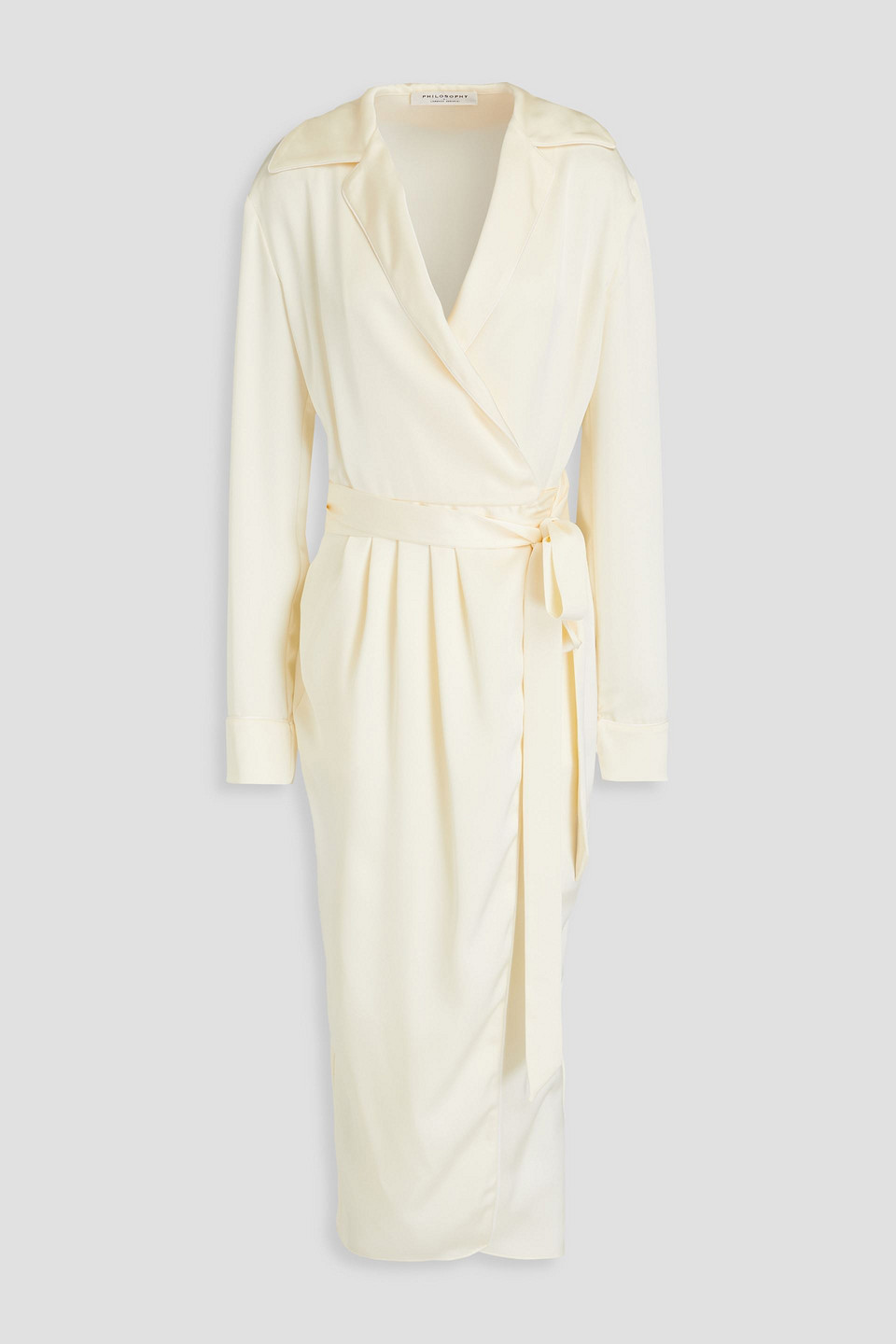 Philosophy Di Lorenzo Serafini Pleated Satin Wrap Dress In Cream