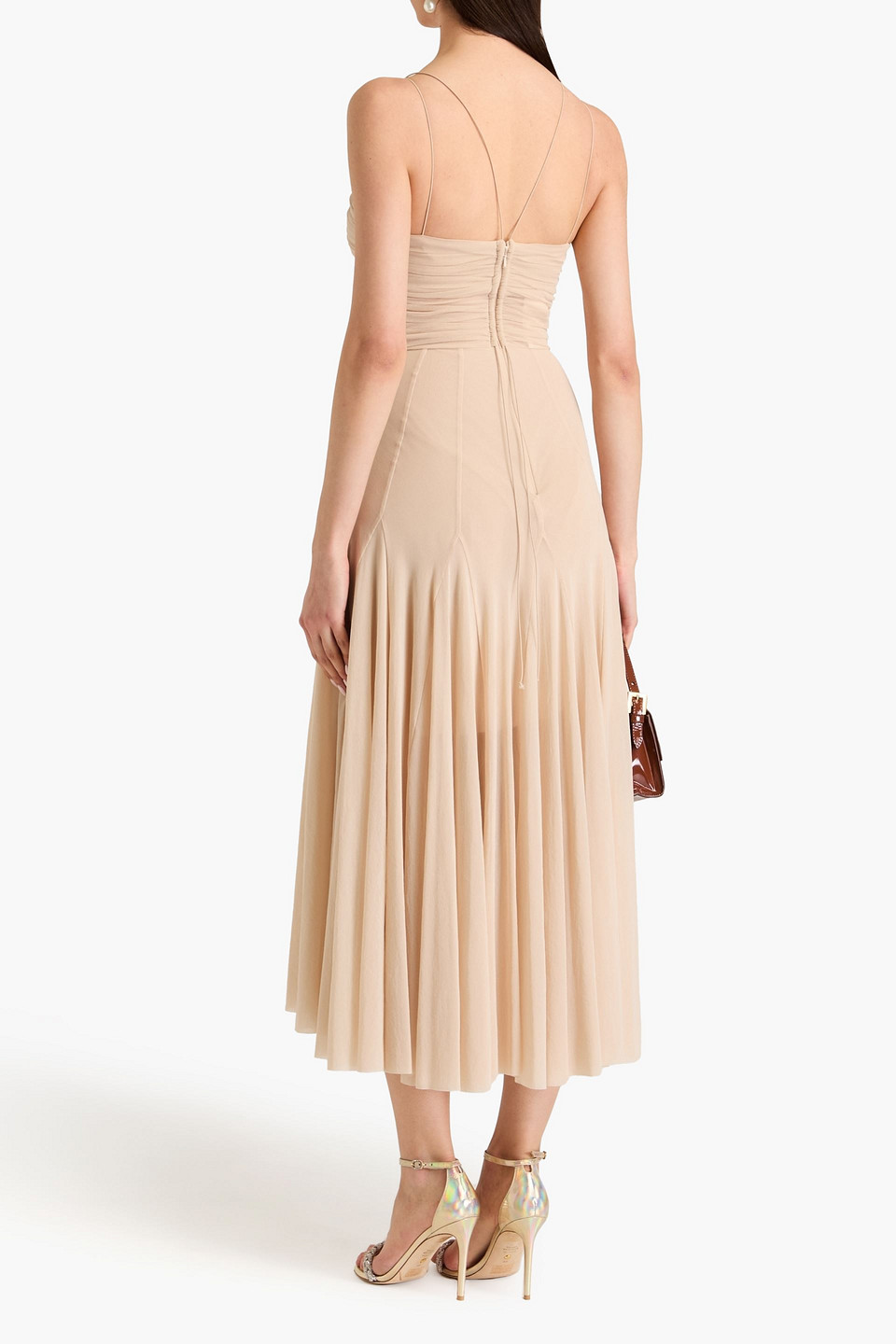 PHILOSOPHY DI LORENZO SERAFINI RUCHED TULLE MIDI DRESS