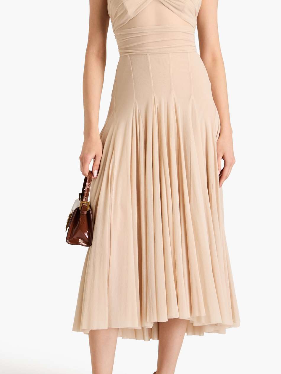 ruched tulle midi dress