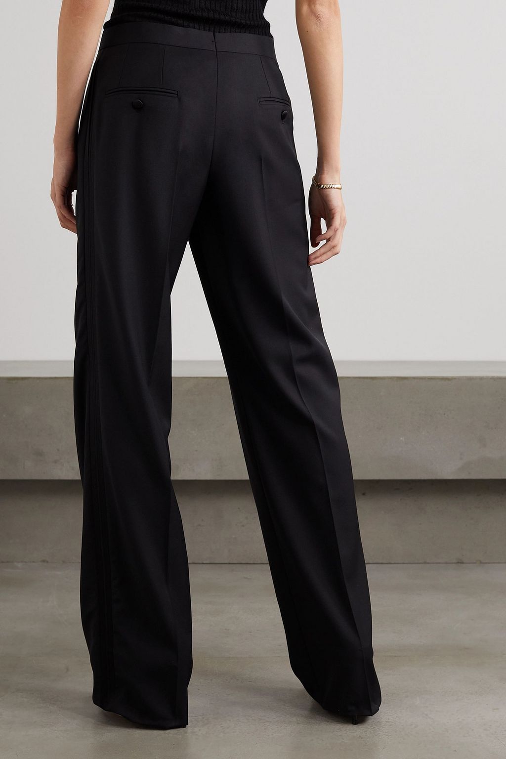 BRIONI 바레사 패널 울 스트레이트 팬츠