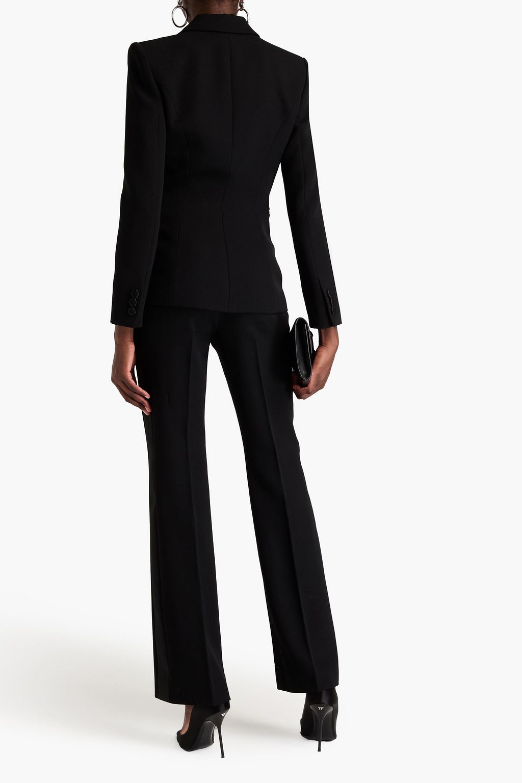 MOSCHINO Appliquéd grain de poudre wool blazer