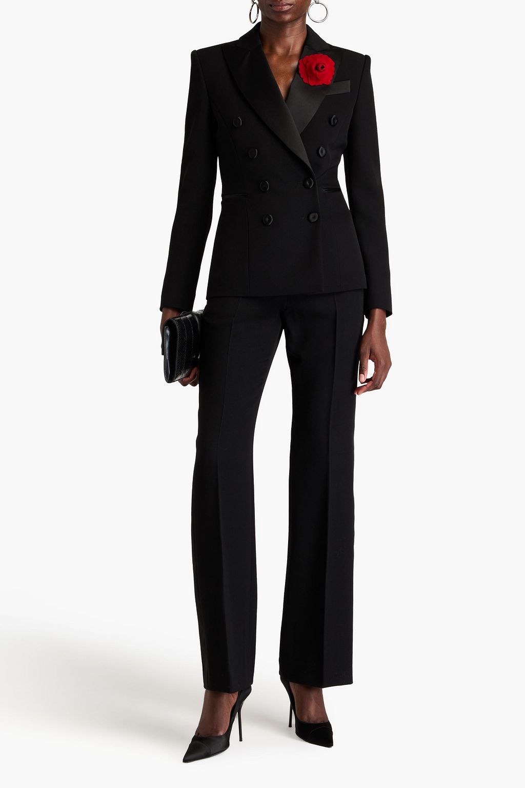 MOSCHINO Appliquéd grain de poudre wool blazer