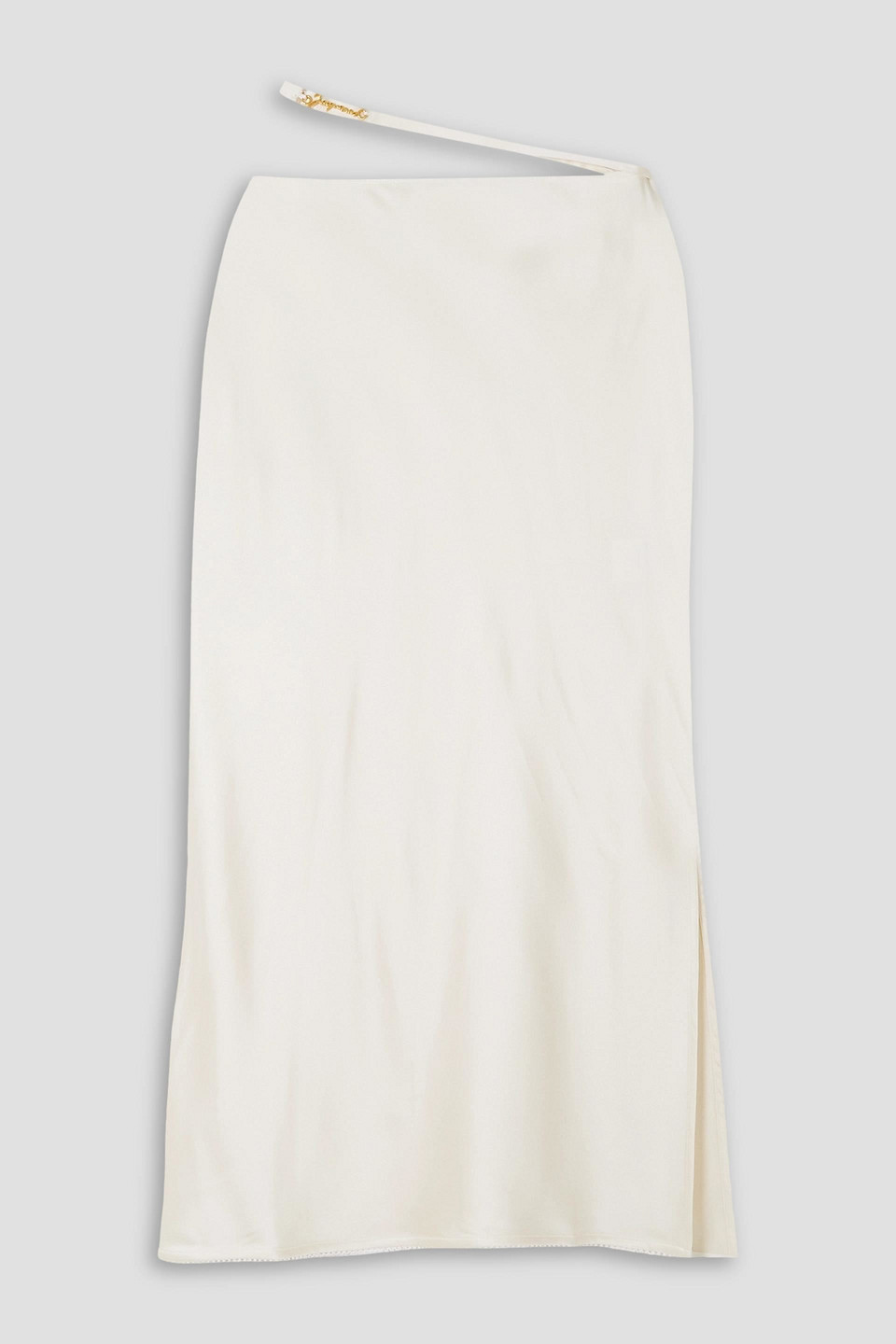 Jacquemus La Jupe Notte Stretch Satin Midi Skirt In Cream