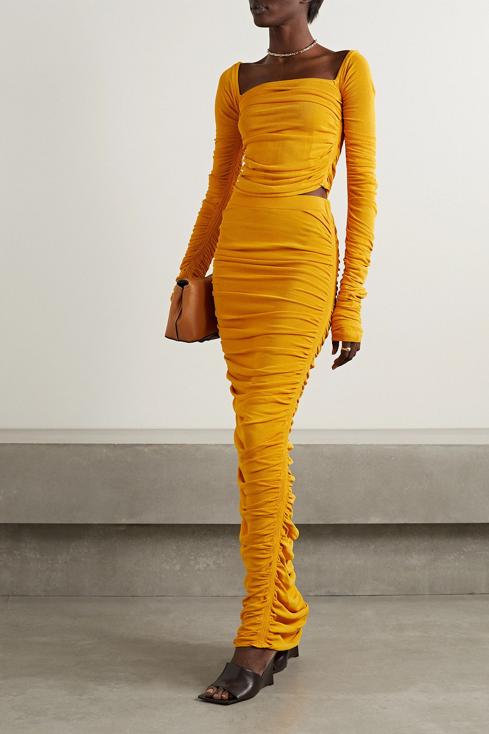 Altuzarra Asgard Ruched Jersey Top In Saffron
