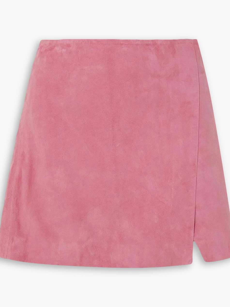 suede wrap-effect mini skirt