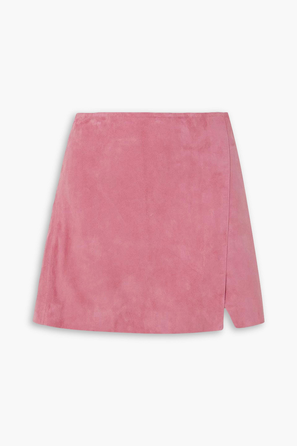 Suede wrap-effect mini skirt